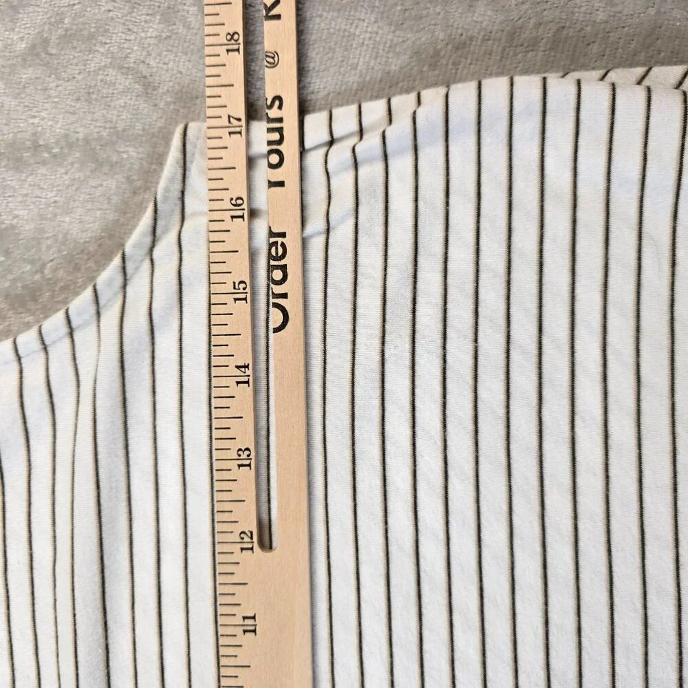 J. Jill Top Womens XS Olive Green White Striped Sleeveless Split Back Summer - Picture 4 of 9